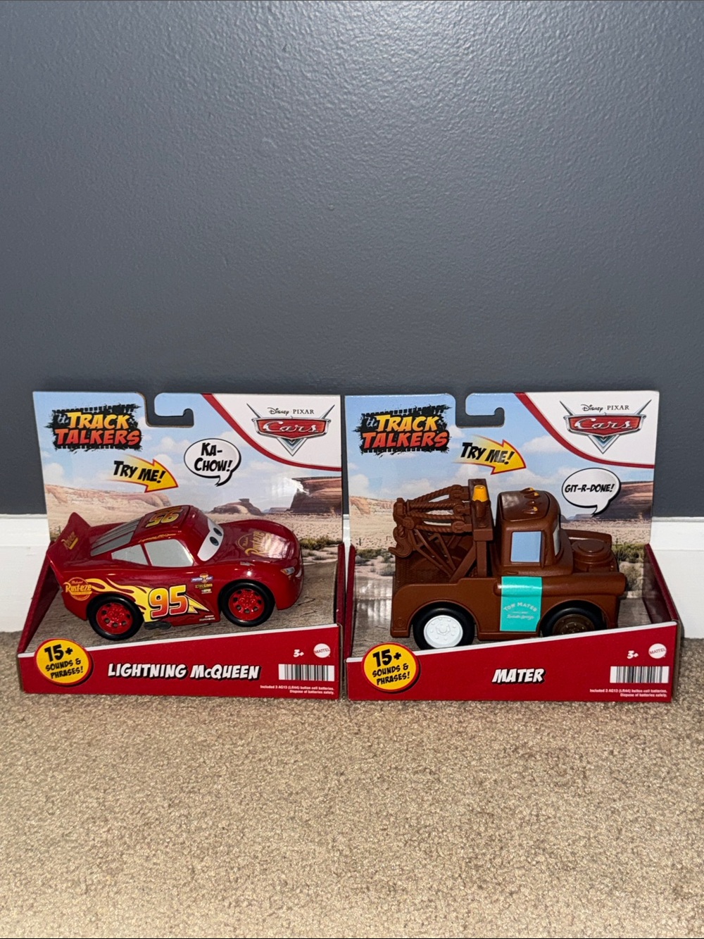 Lot of 2 2021 Disney Pixar Cars Track Talkers Lightning McQueen & Tow Mater